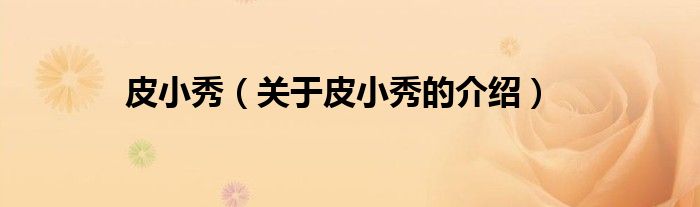 皮小秀（關(guān)于皮小秀的介紹）