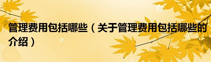 管理費(fèi)用包括哪些（關(guān)于管理費(fèi)用包括哪些的介紹）