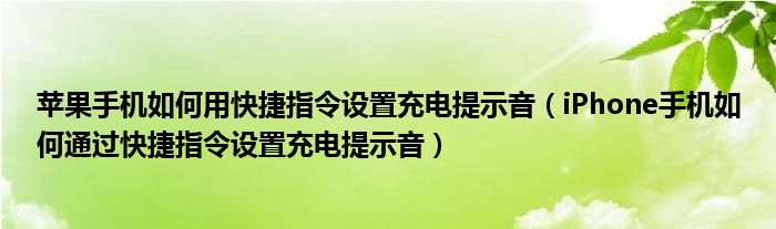 蘋(píng)果手機(jī)如何用快捷指令設(shè)置充電提示音（iPhone手機(jī)如何通過(guò)快捷指令設(shè)置充電提示音）