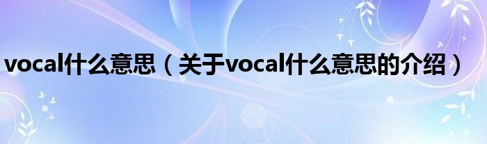 vocal什么意思（關(guān)于vocal什么意思的介紹）