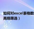 如何對excel表格數(shù)據(jù)進行高級篩選（Excel如何對數(shù)據(jù)進行高級篩選）