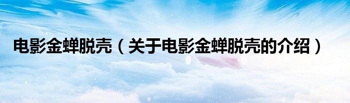 電影金蟬脫殼（關(guān)于電影金蟬脫殼的介紹）