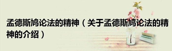 孟德斯鳩論法的精神（關(guān)于孟德斯鳩論法的精神的介紹）