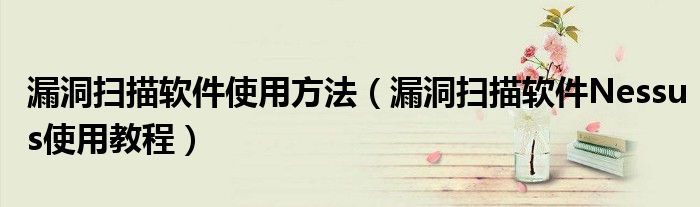 漏洞掃描軟件使用方法（漏洞掃描軟件Nessus使用教程）