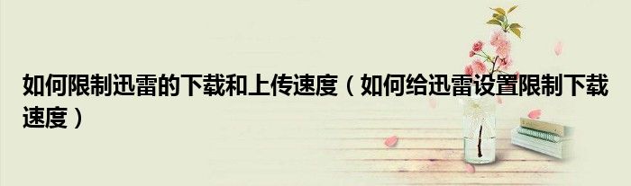 如何限制迅雷的下載和上傳速度（如何給迅雷設(shè)置限制下載速度）