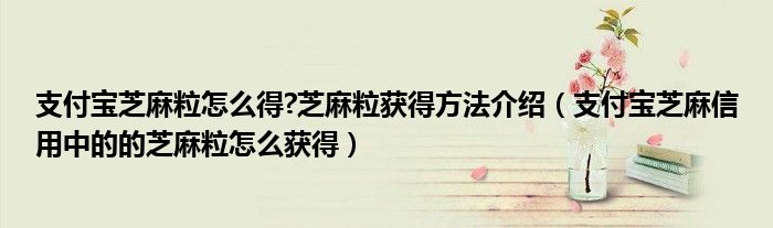 支付寶芝麻粒怎么得?芝麻粒獲得方法介紹（支付寶芝麻信用中的的芝麻粒怎么獲得）