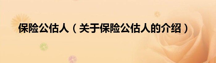 保險(xiǎn)公估人（關(guān)于保險(xiǎn)公估人的介紹）