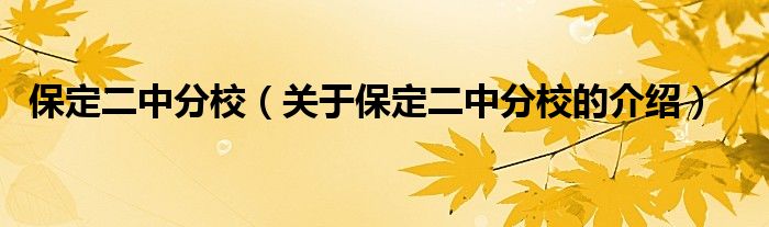 保定二中分校（關(guān)于保定二中分校的介紹）
