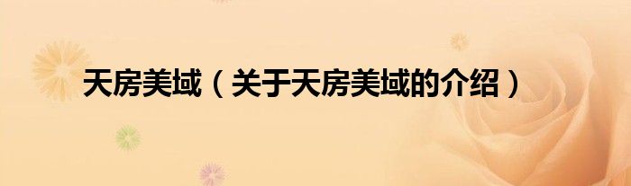 天房美域（關(guān)于天房美域的介紹）