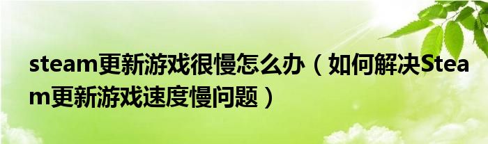 steam更新游戲很慢怎么辦（如何解決Steam更新游戲速度慢問題）