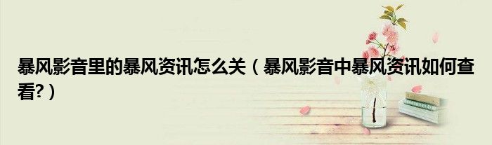 暴風影音里的暴風資訊怎么關（暴風影音中暴風資訊如何查看?）