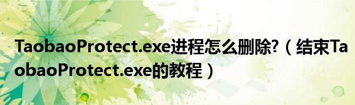 TaobaoProtect.exe進程怎么刪除?（結(jié)束TaobaoProtect.exe的教程）