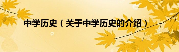 中學(xué)歷史（關(guān)于中學(xué)歷史的介紹）
