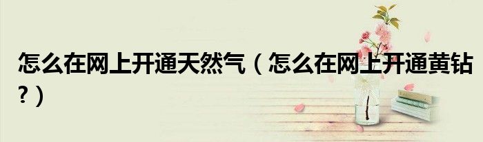 怎么在網上開通天然氣（怎么在網上開通黃鉆?）