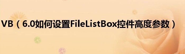 VB（6.0如何設(shè)置FileListBox控件高度參數(shù)）