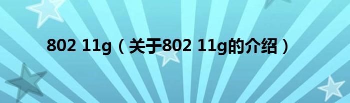 802 11g（關于802 11g的介紹）