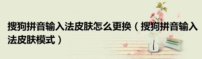 搜狗拼音輸入法皮膚怎么更換（搜狗拼音輸入法皮膚模式）