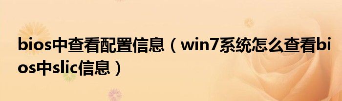 bios中查看配置信息（win7系統(tǒng)怎么查看bios中slic信息）