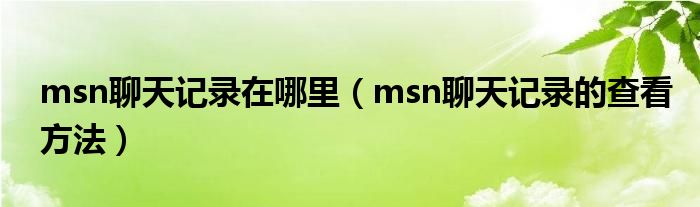 msn聊天記錄在哪里（msn聊天記錄的查看方法）
