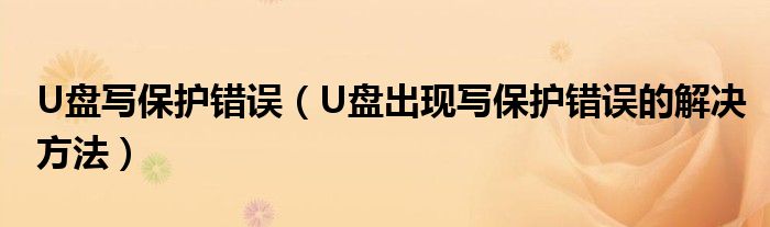 U盤寫保護(hù)錯(cuò)誤（U盤出現(xiàn)寫保護(hù)錯(cuò)誤的解決方法）