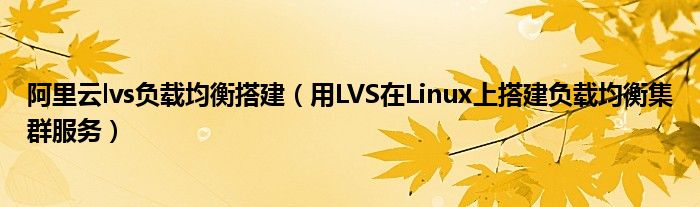 阿里云lvs負(fù)載均衡搭建（用LVS在Linux上搭建負(fù)載均衡集群服務(wù)）