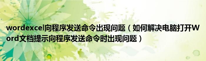 wordexcel向程序發(fā)送命令出現(xiàn)問題（如何解決電腦打開Word文檔提示向程序發(fā)送命令時出現(xiàn)問題）