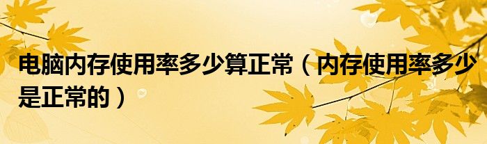 電腦內(nèi)存使用率多少算正常（內(nèi)存使用率多少是正常的）