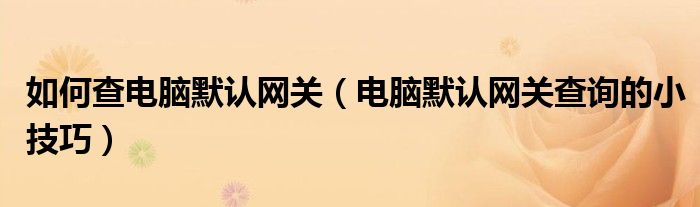 如何查電腦默認(rèn)網(wǎng)關(guān)（電腦默認(rèn)網(wǎng)關(guān)查詢的小技巧）