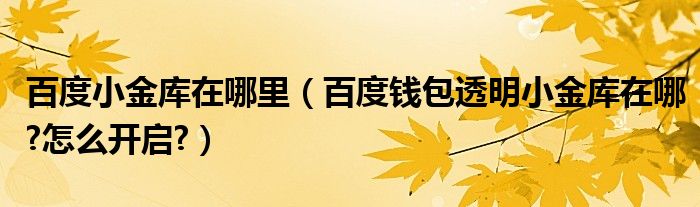 百度小金庫在哪里（百度錢包透明小金庫在哪?怎么開啟?）
