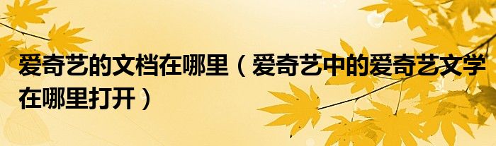 愛奇藝的文檔在哪里（愛奇藝中的愛奇藝文學(xué)在哪里打開）