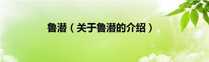 魯潛（關(guān)于魯潛的介紹）