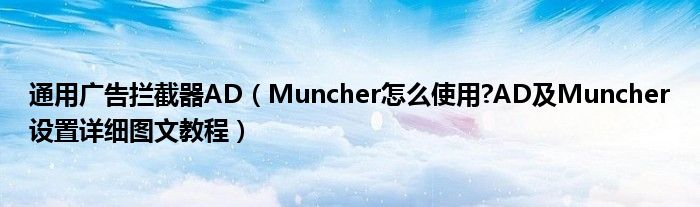 通用廣告攔截器AD（Muncher怎么使用?AD及Muncher設(shè)置詳細(xì)圖文教程）