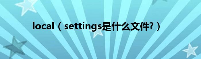 local（settings是什么文件?）