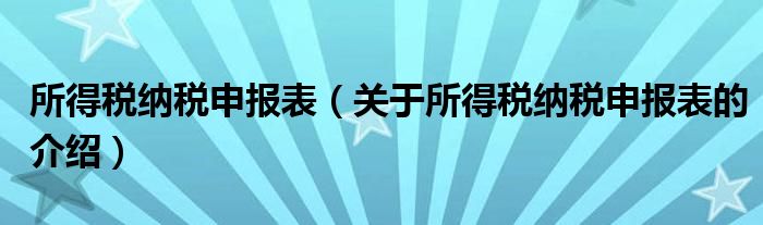 所得稅納稅申報表（關(guān)于所得稅納稅申報表的介紹）