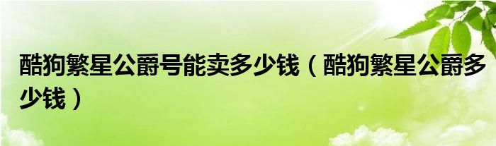 酷狗繁星公爵號能賣多少錢（酷狗繁星公爵多少錢）