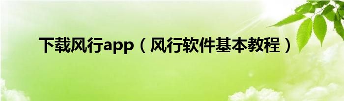 下載風(fēng)行app（風(fēng)行軟件基本教程）