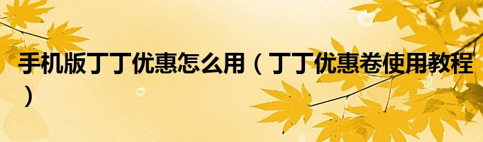 手機(jī)版丁丁優(yōu)惠怎么用（丁丁優(yōu)惠卷使用教程）