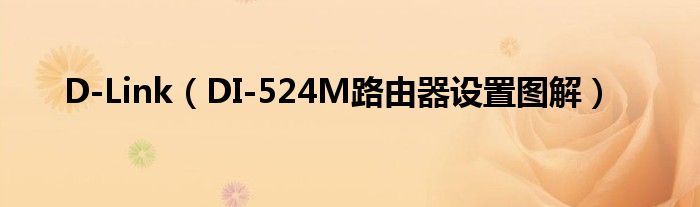 D-Link（DI-524M路由器設置圖解）