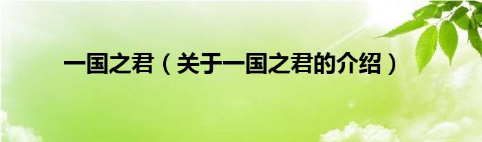 一國(guó)之君（關(guān)于一國(guó)之君的介紹）