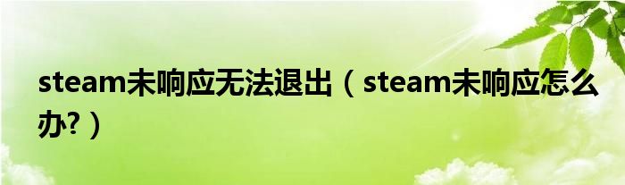 steam未響應(yīng)無法退出（steam未響應(yīng)怎么辦?）