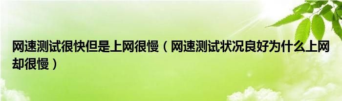 網(wǎng)速測(cè)試很快但是上網(wǎng)很慢（網(wǎng)速測(cè)試狀況良好為什么上網(wǎng)卻很慢）