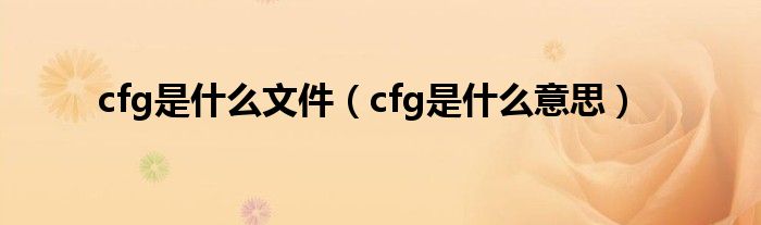cfg是什么文件（cfg是什么意思）