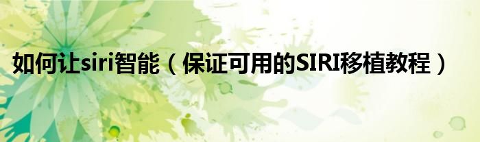 如何讓siri智能（保證可用的SIRI移植教程）