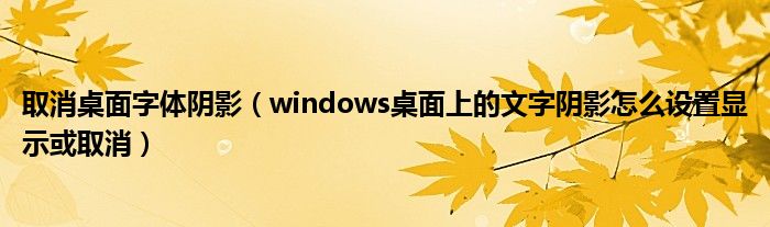 取消桌面字體陰影（windows桌面上的文字陰影怎么設(shè)置顯示或取消）
