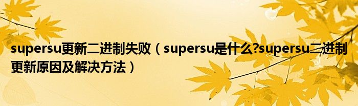 supersu更新二進制失?。╯upersu是什么?supersu二進制更新原因及解決方法）