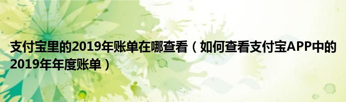 支付寶里的2019年賬單在哪查看（如何查看支付寶APP中的2019年年度賬單）