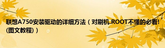 聯(lián)想A750安裝驅(qū)動(dòng)的詳細(xì)方法（對(duì)刷機(jī).ROOT不懂的必看!(圖文教程)）