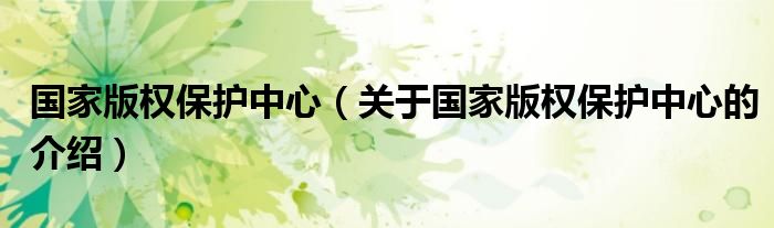 國家版權(quán)保護(hù)中心（關(guān)于國家版權(quán)保護(hù)中心的介紹）