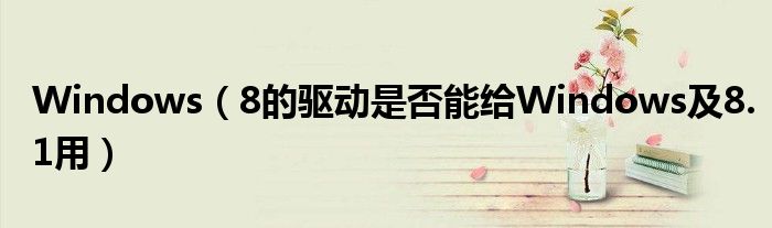 Windows（8的驅(qū)動(dòng)是否能給Windows及8.1用）
