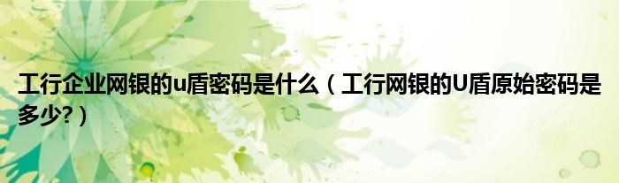 工行企業(yè)網(wǎng)銀的u盾密碼是什么（工行網(wǎng)銀的U盾原始密碼是多少?）